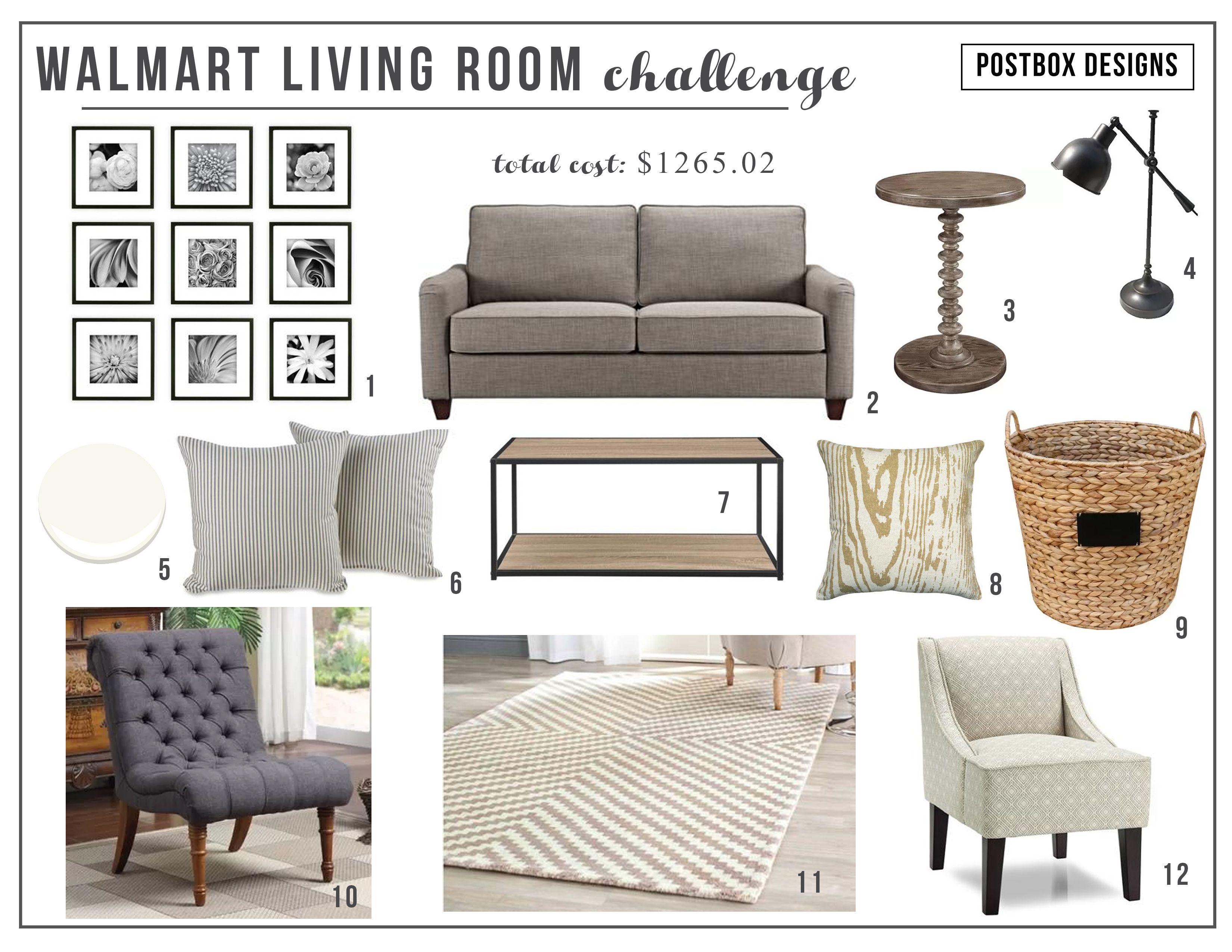 Walmart Living Room Budget Design Challenge Postbox Designs