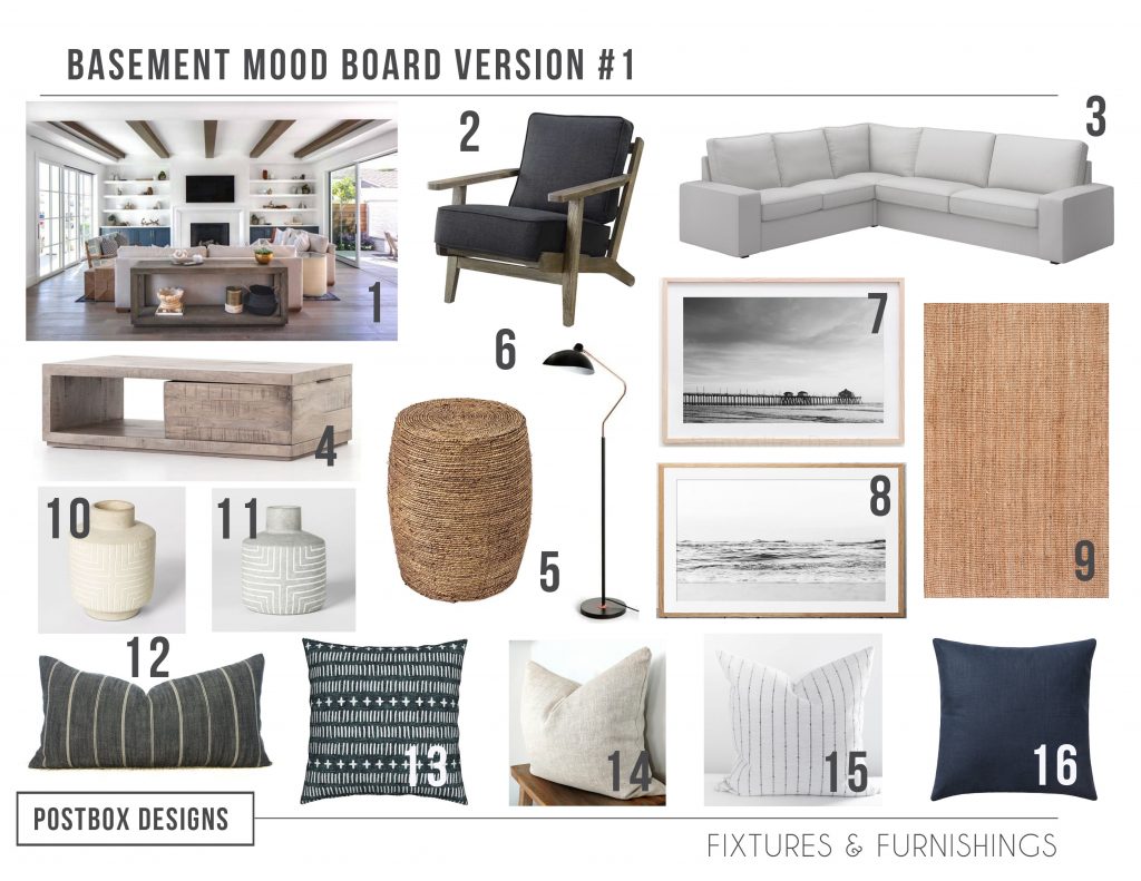 California Casual Living Room Design + Basement Makeover - Postbox Designs