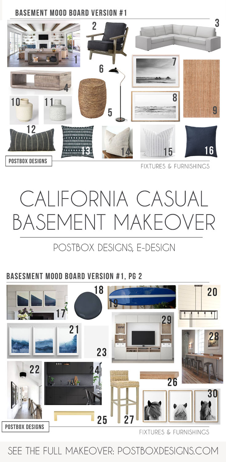 California Casual Living Room Design Basement Makeover